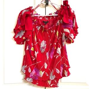 Banana Republic red floral blouse Large